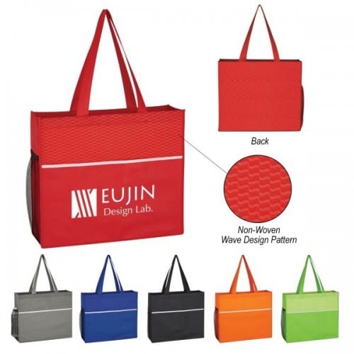 Group of Wave design tote bags from Bag Ladies
