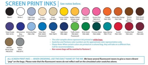 silk screen color chart